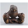 Image 1 : A wood netsuke of an owl and two owlets.