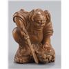 Image 1 : A wood netsuke of Shoki and Oni.