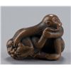 Image 1 : A wood netsuke of two monkeys.