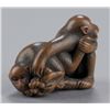 Image 5 : A wood netsuke of two monkeys.