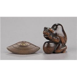 Group of two netsuke, various materials.