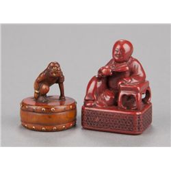 Group of two lacquer netsuke.