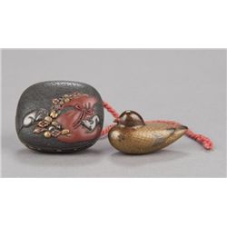 Group of two lacquer netsuke.