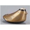 Image 1 : A gold lacquer netsuke of a sparrow.