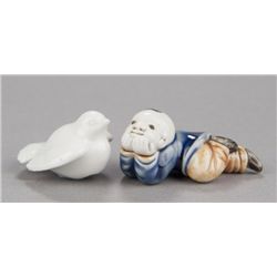 A group of two Hirado-ware netsuke.