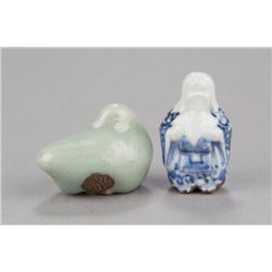 Group of two porcelain netsuke.