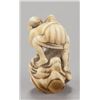 Image 3 : A marine ivory netsuke of a fisherman and fish.