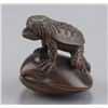 Image 3 : A wood netsuke of Kappa on a clamshell.