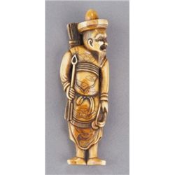 An ivory netsuke of a Mongolian.