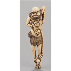 An ivory netsuke of Ashinaga and Tenaga.