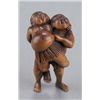 Image 1 : A wood netsuke of sumo wrestlers.