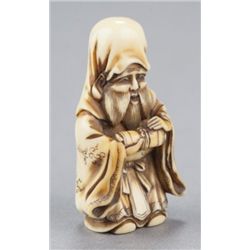 An ivory netsuke of Jurojin.