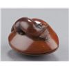 Image 4 : A wood netsuke of rat on a Hamaguri.