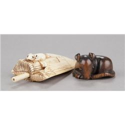 A group of two netsuke with rats.