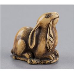 An ivory netsuke of hare.