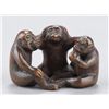Image 1 : A wood netsuke of monkey triad.