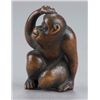 Image 6 : Wood netsuke of seated monkey.