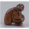 Image 2 : Group of two wood netsuke of monkeys.