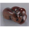 Image 8 : Group of two wood netsuke of monkeys.