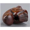Image 9 : Group of two wood netsuke of monkeys.