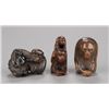 Image 1 : Group of three wood netsuke of monkeys.
