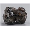 Image 5 : Group of three wood netsuke of monkeys.