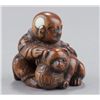 Image 9 : A group of three netsuke of dogs, various material