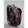 Image 2 : A wood netsuke of a lotus leaf.