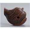 Image 3 : A wood netsuke of a lotus leaf.