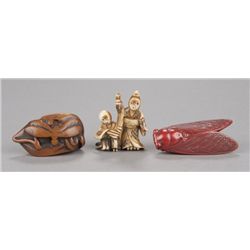 A group of 3 netsuke.