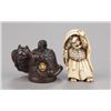 Image 1 : A group of two netsuke of Kiyohime.