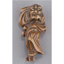 A wood netsuke of Tekkai Sennin.