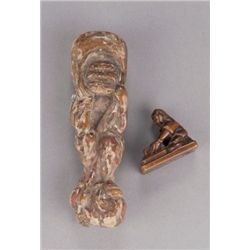 A group of two wood netsuke.