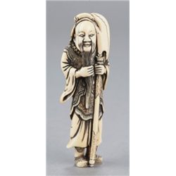 An ivory netsuke of Kwan-Yu.