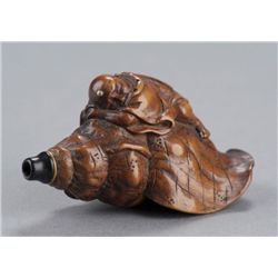 A boxwood netsuke of Benkei.