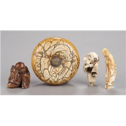 A group of four netsuke, various materials.