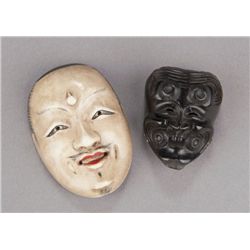 A group of two mask netsuke.