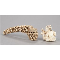 A group of two ivory netsuke.