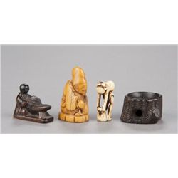 A group of four netsuke, various materials.