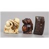Image 1 : A group of three netsuke, various materials.
