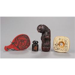 A group of four netsuke, various materials.