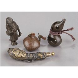 A group of fourbrass/bronze netsuke.