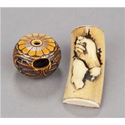 A group of two ivory netsuke.