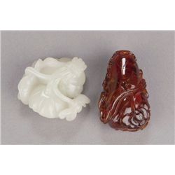 A group of two netsuke of lotus.