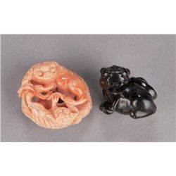 A group of two netsuke, various material.