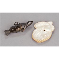 A group of two netsuke, various materials.