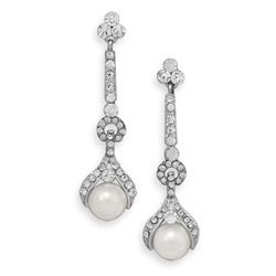 Lovely Crystal and Faux Pearl Dangle Earrings