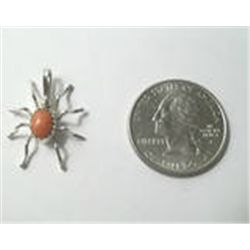 Navajo Silver Coral Spider Pendant