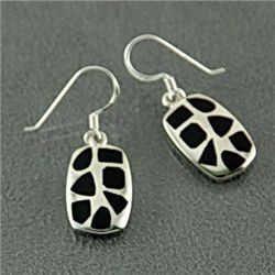 Sterling Silver &   Onyx Inlay Earrings