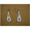 Image 1 : Sterling Silver Flower Inlay Earrings, Signed Alpaca Mexico 2” Length